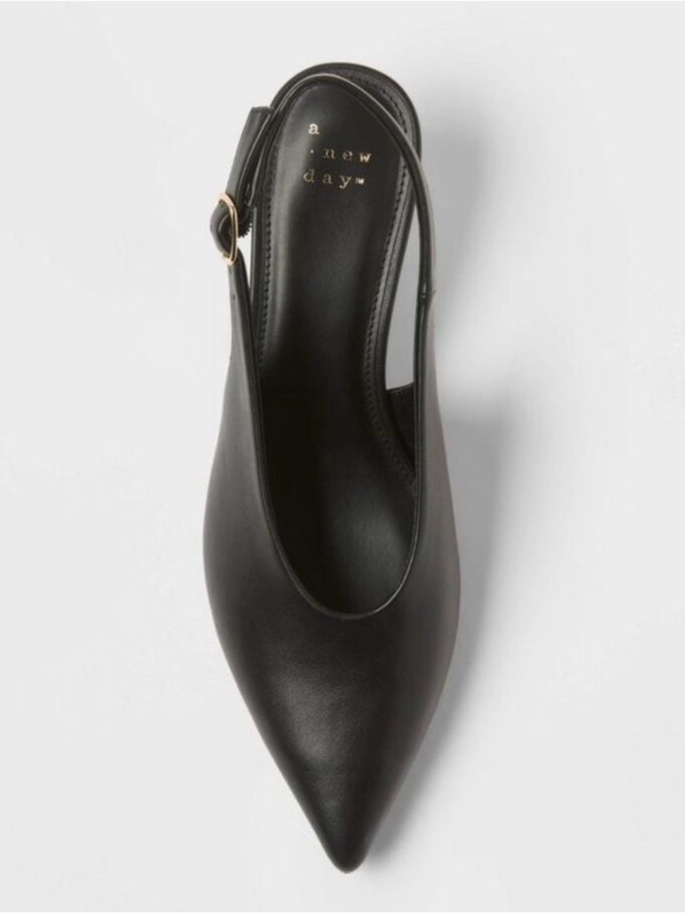 a new day Black Pointed Slingback Pumps with Gold Kitten Heel - Picture 3 of 4
